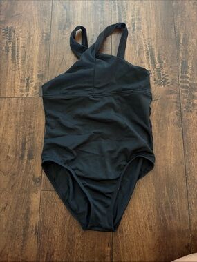 balera Black One-Piece leotard with Cross-Front Straps
